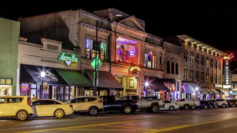 Whiskey Row in Prescott at night