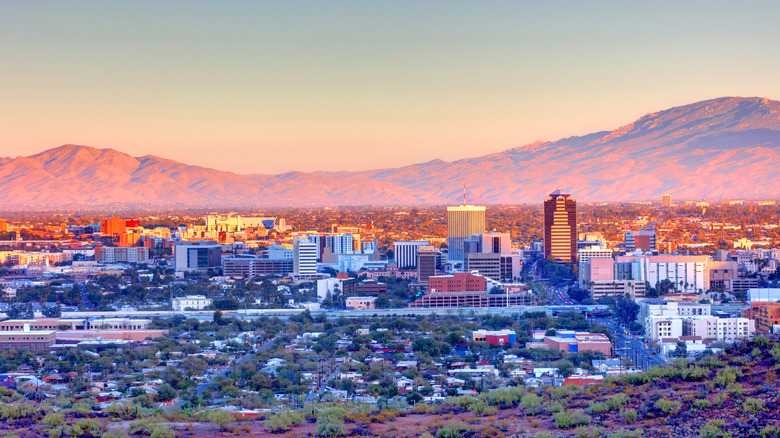Tucson skyline at sunset