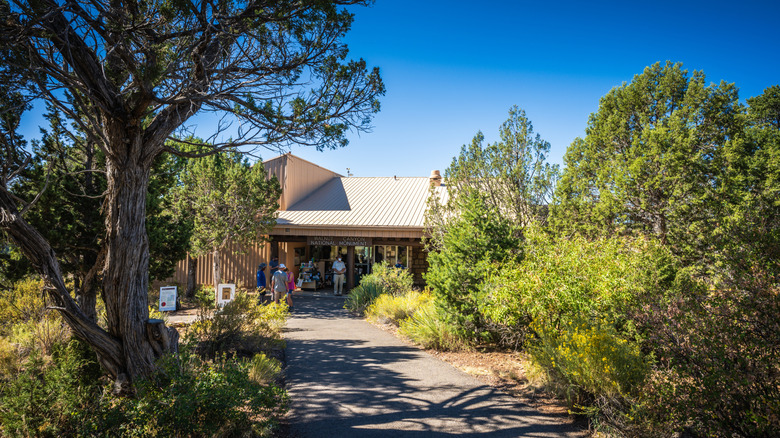Walnut Canyon National Monument's Visitor Center in Arizona, surrounded by trees