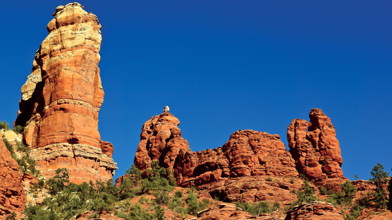 Snoopy Rock Sedona against blue sky