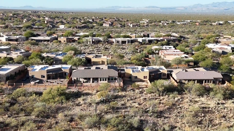 Aerial view of homes in Corona de Tucson