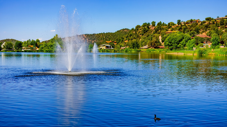 Fountain at Green Valley Lake in Payson, Arizona