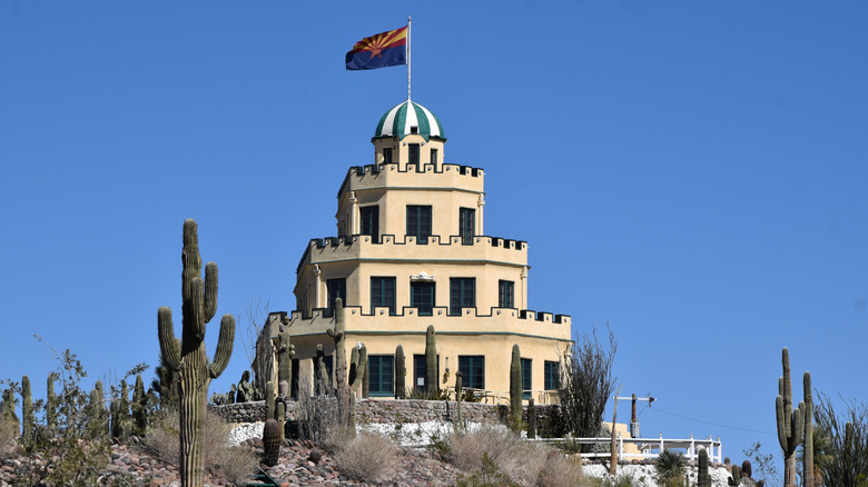 Tovrea Castle with a blue-sky background