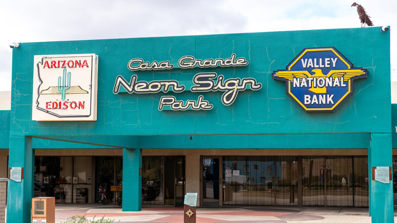 The main entrance of the Neon Sign Park in Casa Grande, Arizona