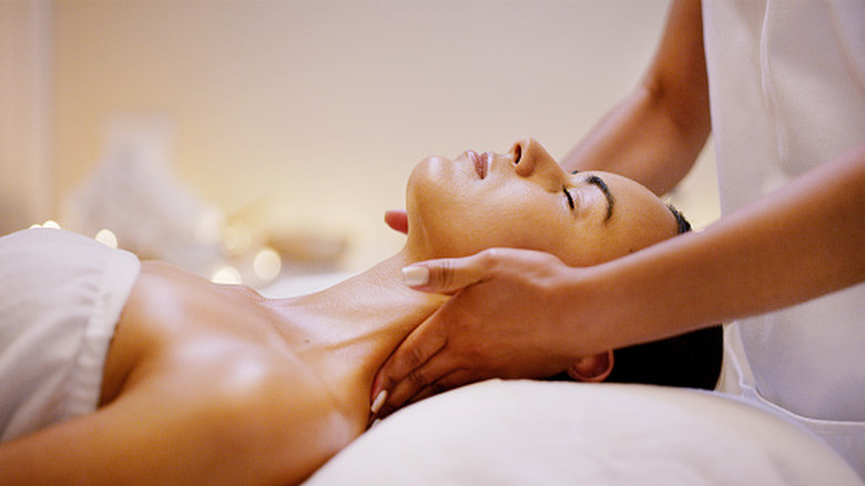 Woman getting a treatment in a spa