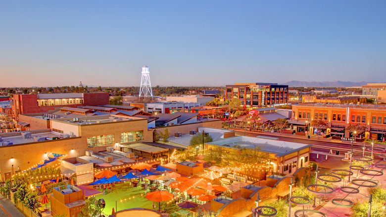 Aerial shot of downtown Gilbert, AZ