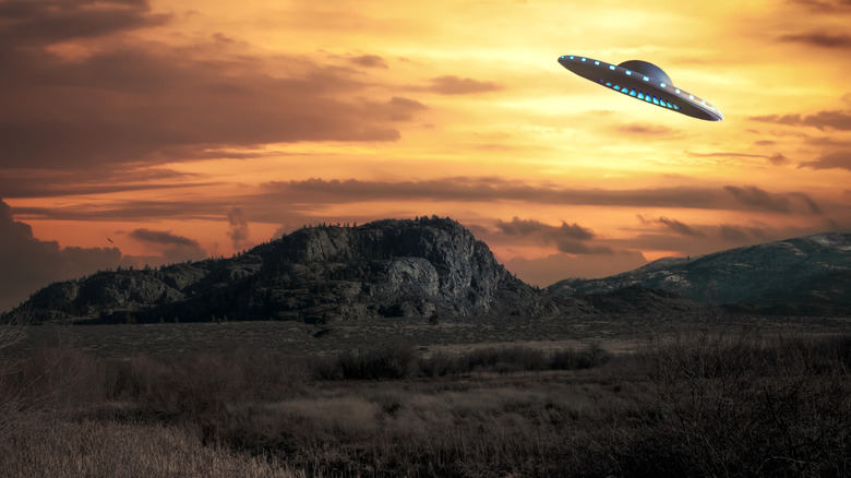 UFO hovering over the desert