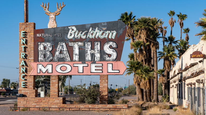 Iconic sign for Buckhorn Baths Motel in Mesa, Arizona