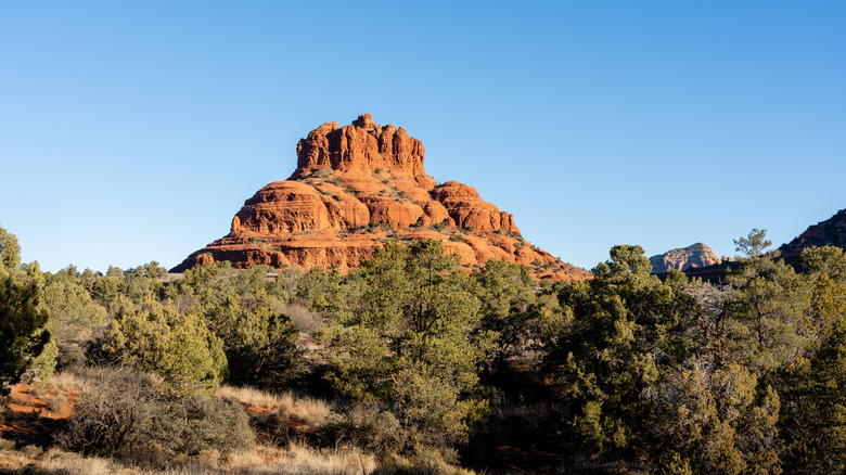 Landscape view of Bell Rock in Sedona, Arizona in the morning sun