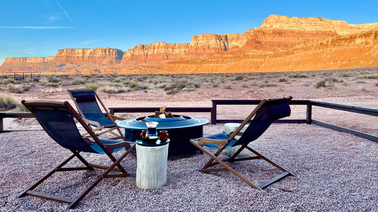 Private fire deck at the Marble Canyon Lodge cottages