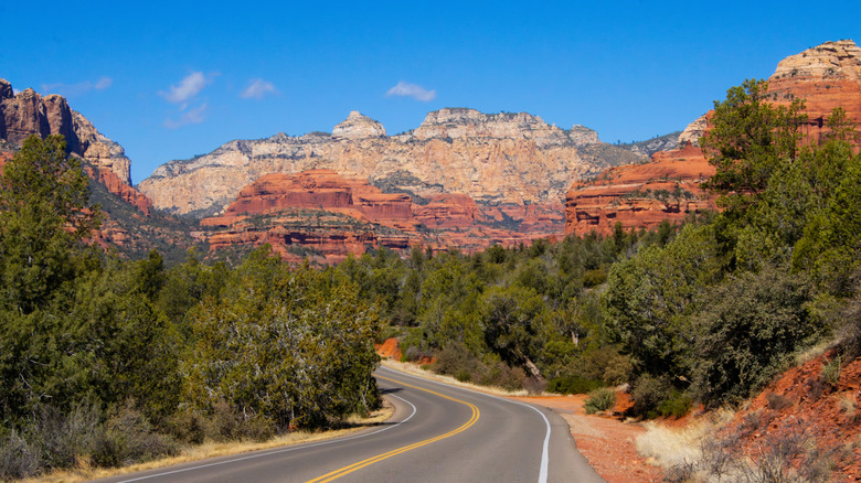 Red rock views from winding road in Sedona, Arizona