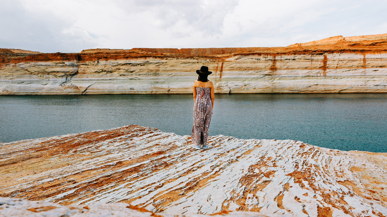 A woman at the Chains at Lake Powell in Arizona