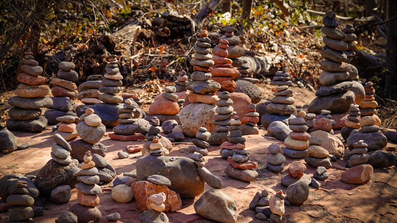 Cairns piled in Buddha Beach