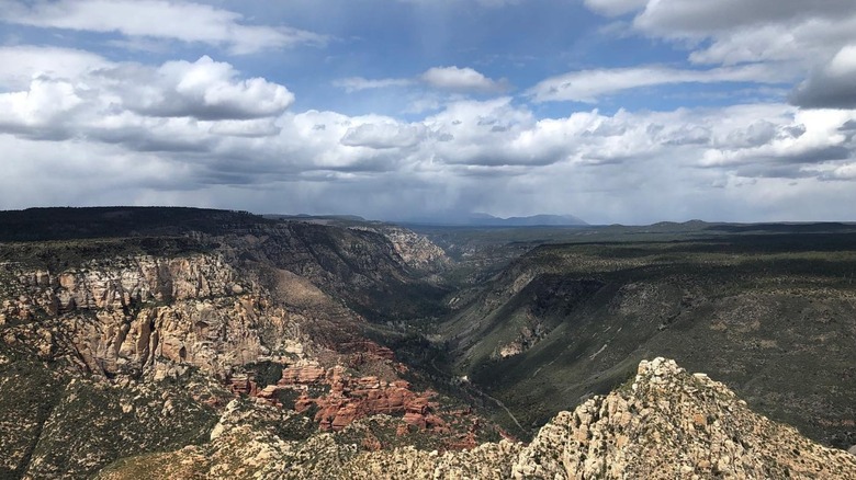 View of San Francisco Mountain and green canyon from Sterling Overlook Wilson Mountain