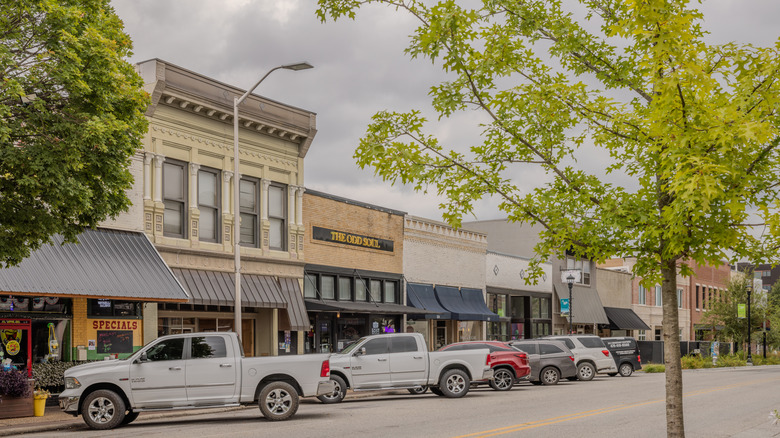 Shops on Emma Avenue at downtown Springdale, Arkansas.