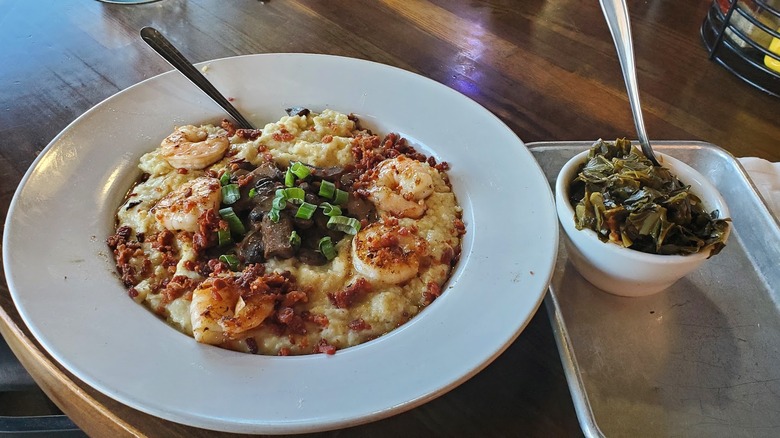 A shrimp and grits plate at Copper Mule Table and Tap in Bryant, Arkansas