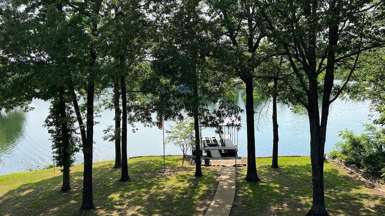 A dock hidden behind the trees in Cherokee Village