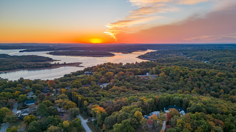 Aerial view of the Hobbs State Park-Conservation Area landscape in Arkansas