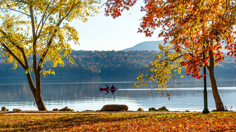 Kayakers on Lake Dardanelle in Arkansas