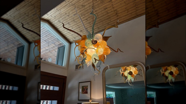 Glass chandelier made by James Hayes, Pine Bluff, Arkansas