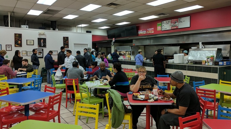 Colorful interior of El Pollo Rico