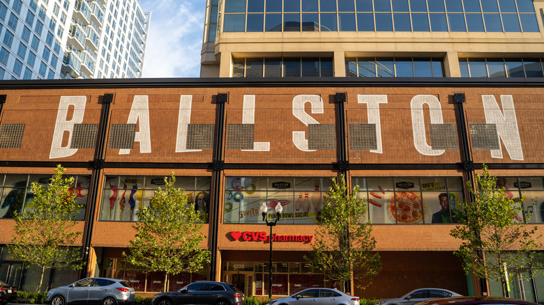 Sign reading "Ballston" above a CVS Pharmacy