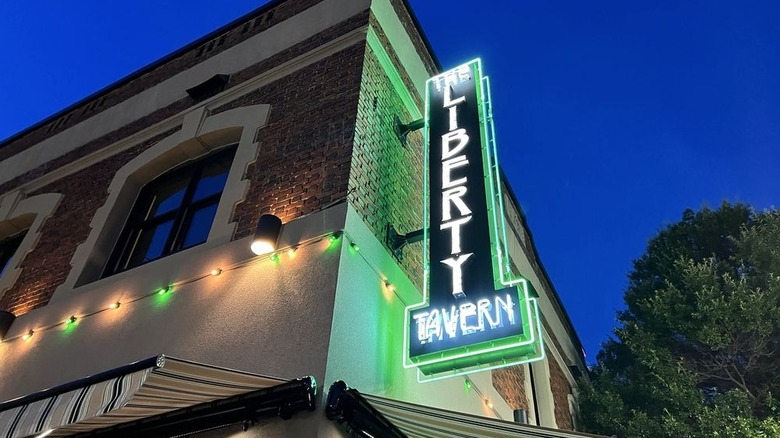 Exterior signage at Liberty Tavern