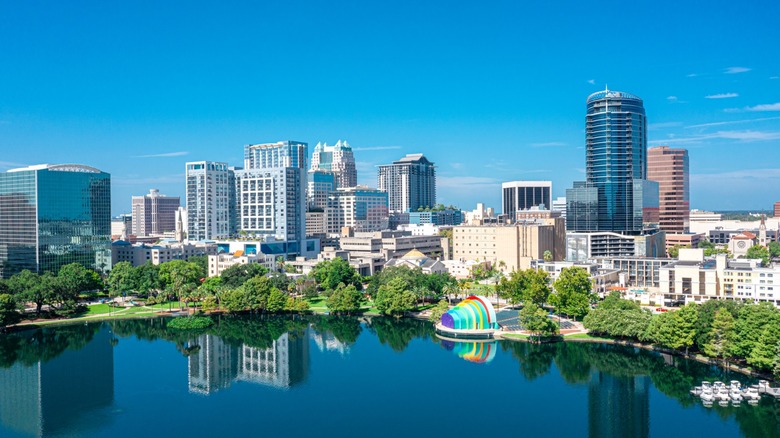 Orlando skyline from the vantage point of Lake Eola