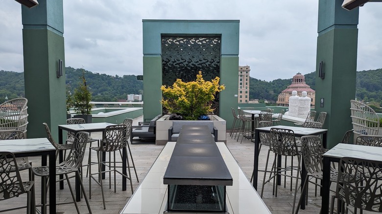 Back terrace at Capella on 9 in Asheville