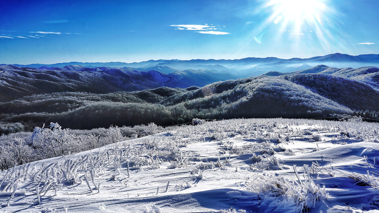 Winter scenery in the Blue Ridge Mountains of North Carolina