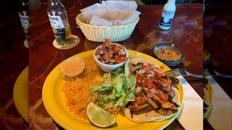 A plate of Mexican food at Papa's and Beer in Asheville.
