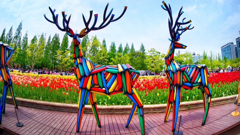 Flower Festival in Goyang-si, South Korea, many people came out to see the flowers inside the event. This photo was taken on April 30, 2023.