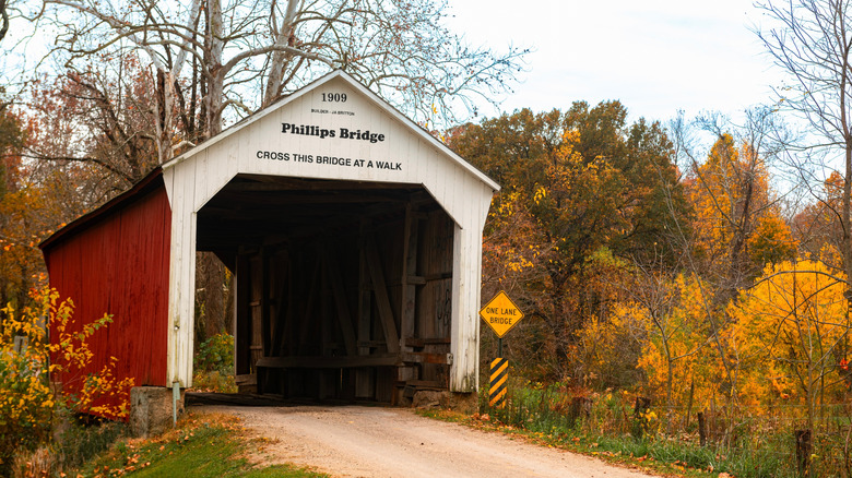 Covered Bridge in Rockville, Indiana during the fall