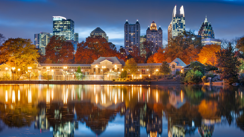 Atlanta's Piedmont Park skyline in autumn