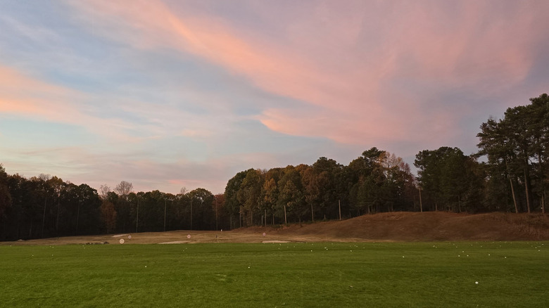 The golf course at the Fox Creek Golf Club in Smyrna, Georgia, at sunset