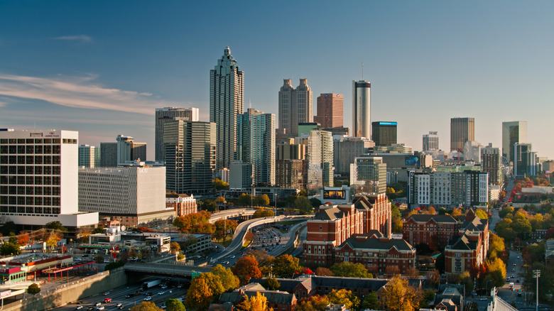 Aerial view of downtown Atlanta skyline