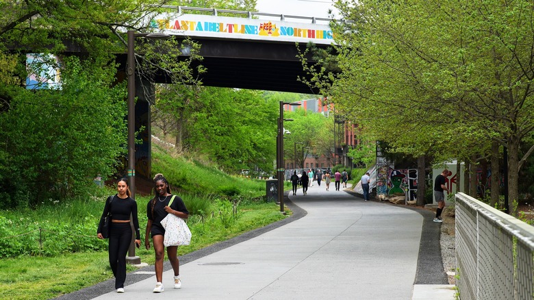 People strolling along the Eastside BeltLine in O4W, Atlanta