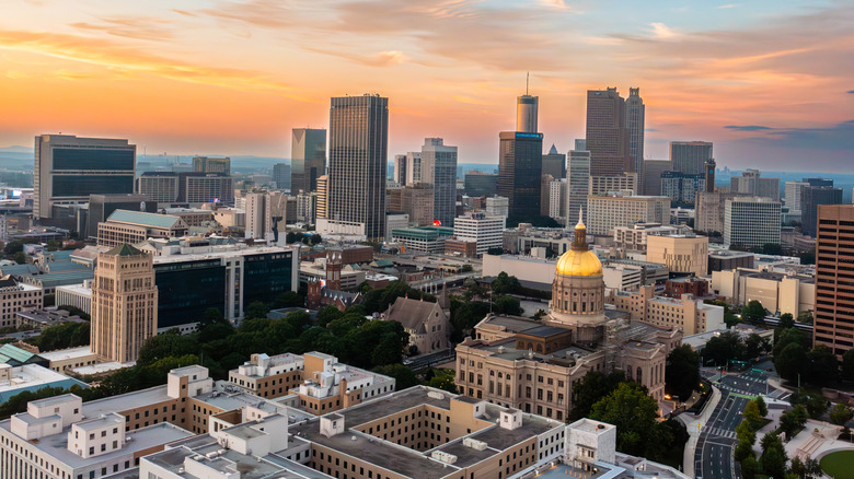 The Atlanta skyline at sunset