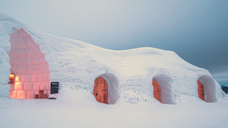 The exterior of the igloo village in Austria