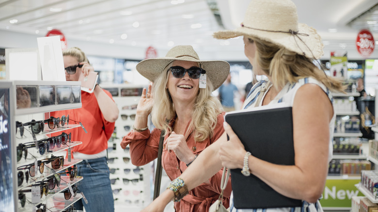 Shoppers at duty free shop