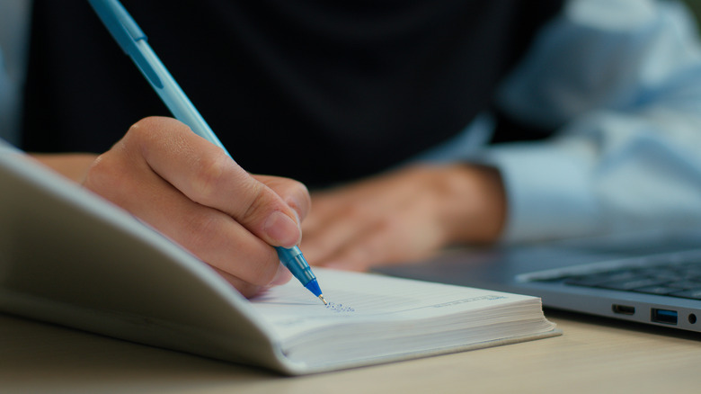 Writing a list in a notebook