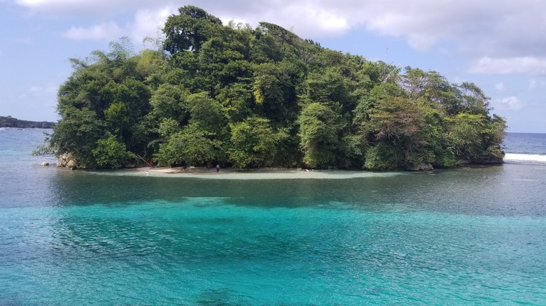 A view of Monkey Island in Jamaica and surrounded by the sea