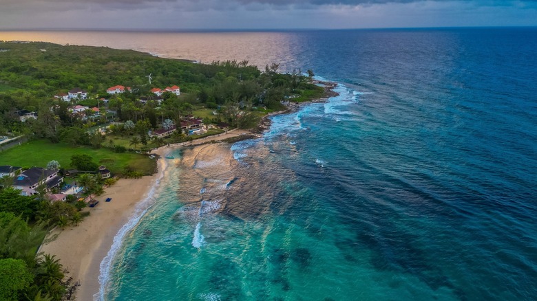 Aerial view of Jamaica's northern shore