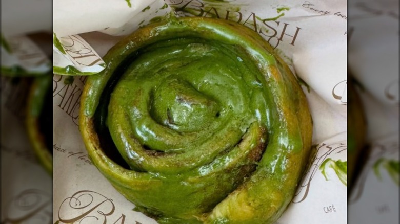 The matcha cinnamon roll from Badash Bakes in Pasadena, California