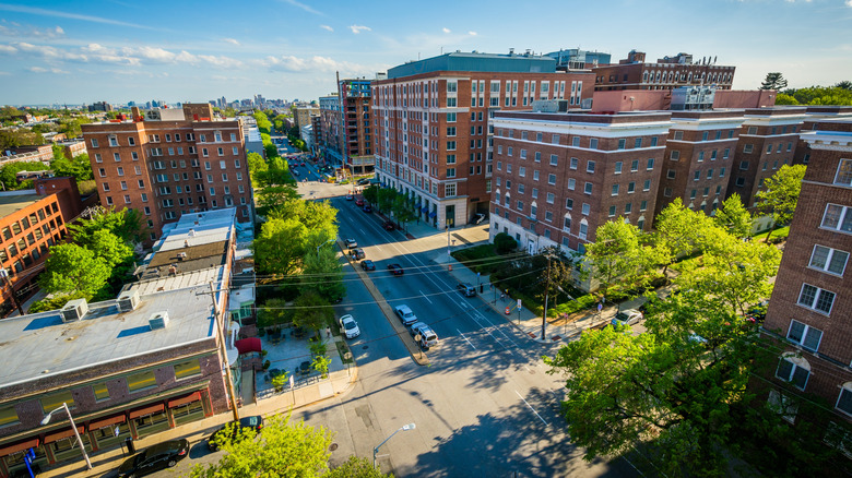 Restaurants and other businesses line scenic St. Paul Street in Charles Village