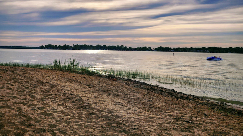The beach at Bass Lake in Indiana