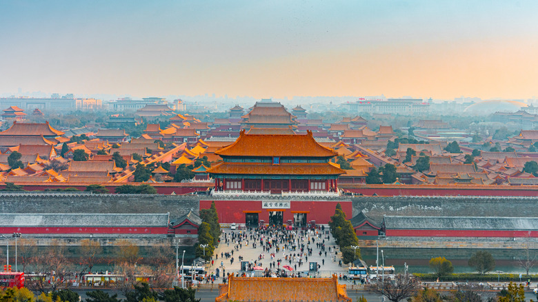 Beijing skyline over Forbidden City in China