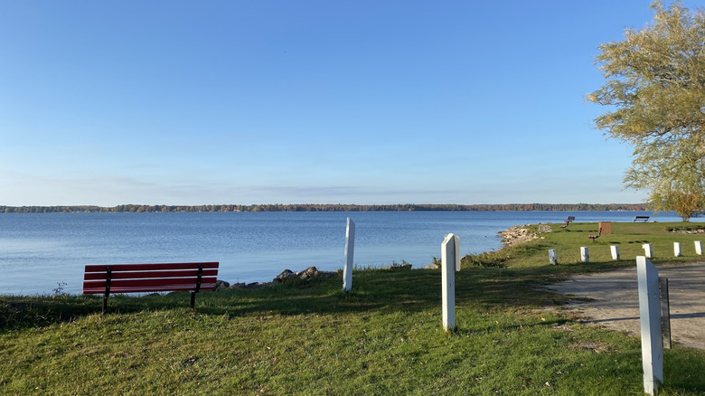Bench and grass near Bear Lake in Michgan