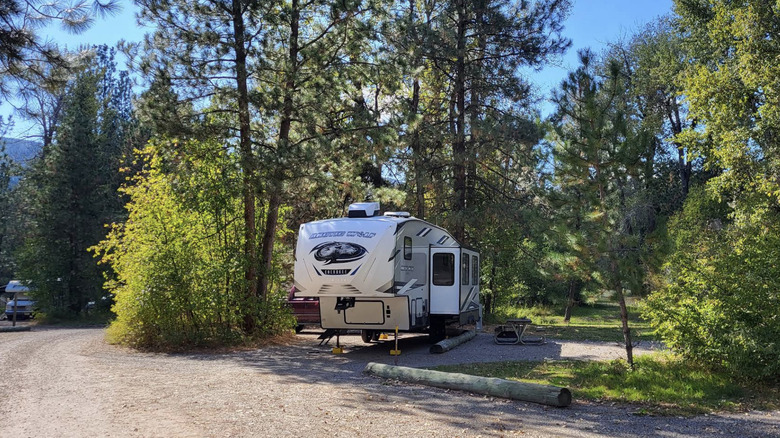 A campsite with an RV at Beavertail Hill State Park in Montana