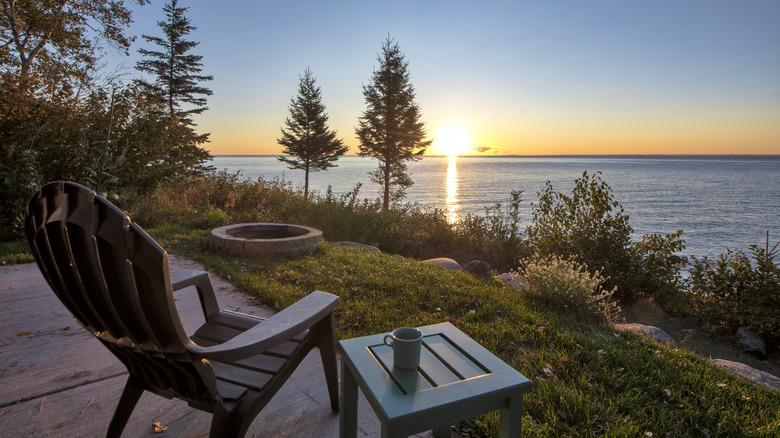 Adirondack chair looking out onto lake Superior
